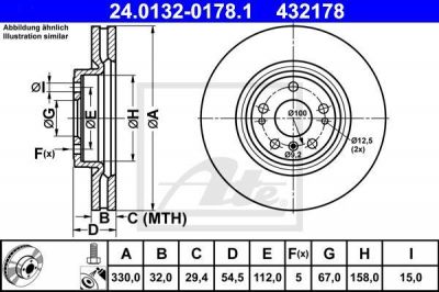 ATE 24.0132-0178.1 тормозной диск на MERCEDES-BENZ GLE (W166)
