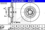 ATE 24.0134-0100.1 Диски торм.AUDI A8/VW PHAETON 2002=>