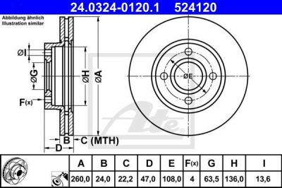 ATE 24.0324-0120.1 тормозной диск на FORD MONDEO I (GBP)