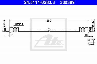 ATE 24.5111-0280.3 тормозной шланг на RENAULT 19 II (B/C53_)