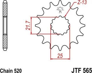 BIKE ALERT Звезда цепного привода (JTF 565 13SC)
