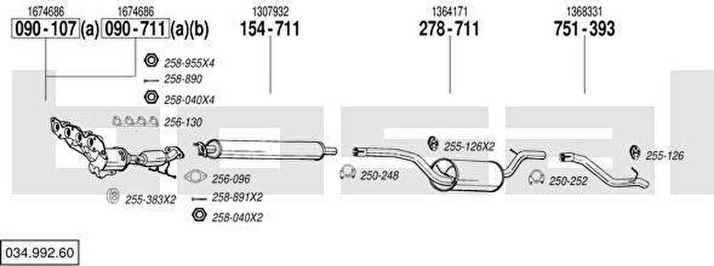 Bosal 034.992.60 система выпуска ог на FORD FOCUS II седан (DA_)
