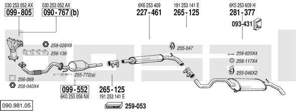 Bosal 090.981.05 система выпуска ог на VW POLO CLASSIC (6KV2)