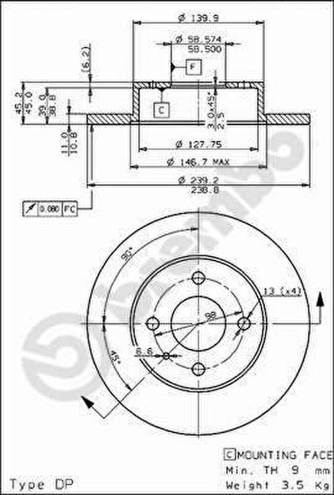 Brembo 08.2792.10 тормозной диск на ALFA ROMEO 33 (905)