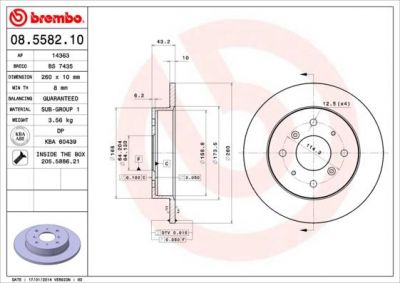 Brembo 08.5582.10 тормозной диск на ROVER 800 (XS)