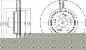 Delphi BG4224 Диск тормозной HONDA ACCORD 2.0-2.2 08- передний вент.D=296мм.