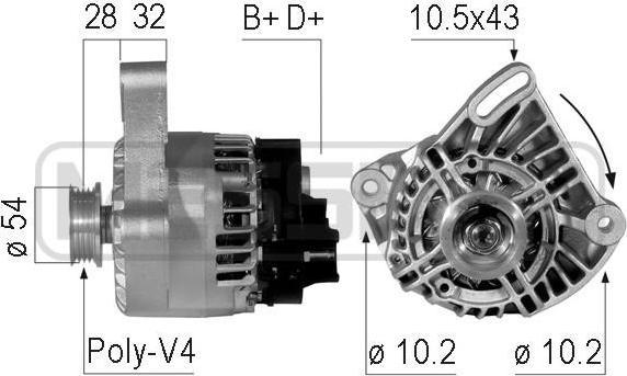 Era 210746 генератор на FIAT PUNTO (188)