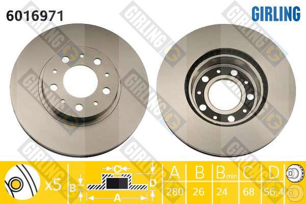 Girling 6016971 тормозной диск на VOLVO 960 Kombi (965)