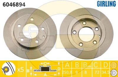 Girling 6046894 тормозной диск на MAZDA 323 F V (BA)