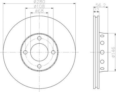 Hella 8DD 355 103-091 тормозной диск на AUDI 80 Avant (8C, B4)