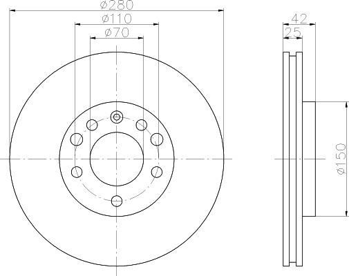Hella 8DD 355 106-071 тормозной диск на OPEL ZAFIRA A (F75_)