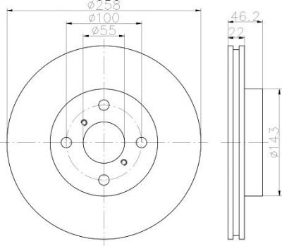Hella 8DD 355 114-311 тормозной диск на TOYOTA YARIS (NHP13_, NSP13_, NCP13_, KSP13_, NLP13_)