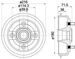 Hella 8DT 355 300-851 тормозной барабан на HYUNDAI ELANTRA седан (HD)
