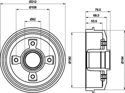 Hella 8DT 355 301-221 тормозной барабан на PEUGEOT 309 II (3C, 3A)