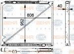 HELLA Радиатор охлаждения MB Actros OM 541/542 c1996-2002гг 952x808x42 (8MK376721-231)