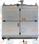 HELLA Радиатор охлаждения двигателя (мех.) HYUNDAI Getz (25310-1C100, 8MK376762-001)