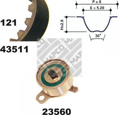MAPCO 23511 комплект ремня грм на TOYOTA AVENSIS (_T22_)