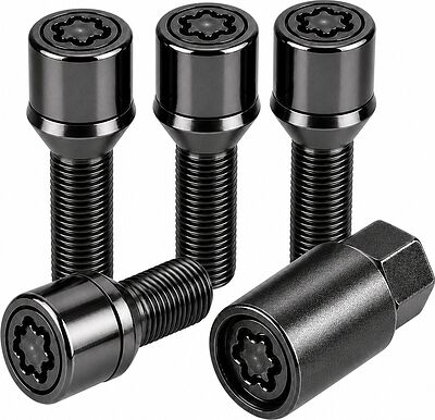 Секретные болты Matrix 674130F2 BC M14x1,5x33, чёрный хром, конус — 4 шт. + ключ