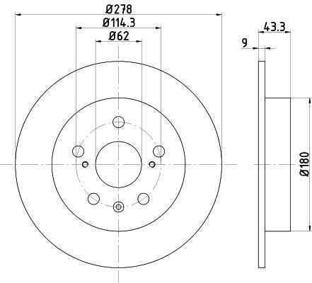 MINTEX MDC2715 тормозной диск на SUZUKI SX4 (EY, GY)