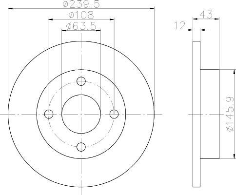 MINTEX MDC844 тормозной диск на FORD FIESTA фургон (FVD)