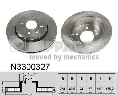 NIPParts N3300327 тормозной диск на KIA SHUMA II (FB)