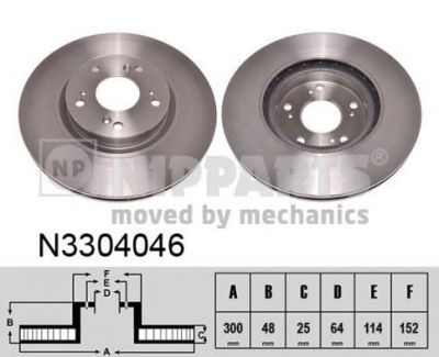 NIPParts N3304046 тормозной диск на HONDA CR-V II (RD_)