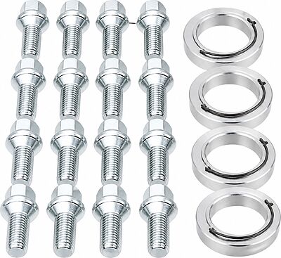 Монтажный комплект OZ Racing 81710138 для Opel Astra: 16 болтов B12 M12x1,5, резьба 26 мм, конус 60°, SW17, 4 кольца L 75/56,56 мм