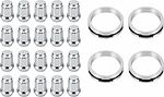 Монтажный комплект OZ Racing 81710064 для Infiniti и Nissan: 20 закрытых гаек D9 M12x1,25, конус 60°, SW21, высота 34 мм, 4 кольца L 75/66,1 мм со стопорами