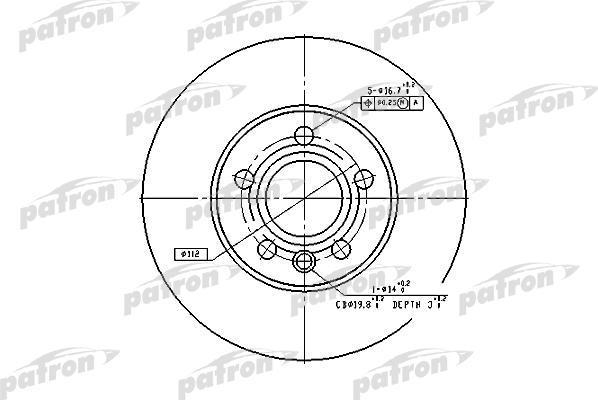 PATRON Диск тормозной передн FORD: GALAXY 95-, SEAT: ALHAMBRA 96-, VW: SHARAN 95- (PBD2776)