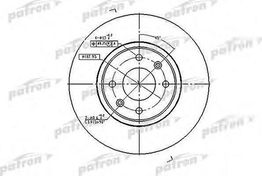 PATRON Диск тормозной передн CITROEN: XANTIA 95-98, XANTIA 98-03, XANTIA Break 95-98, XANTIA Break 98-03, PEUGEOT: 406 95-04, 406 Break 96-04, 406 купе 97-04 (PBD2796)