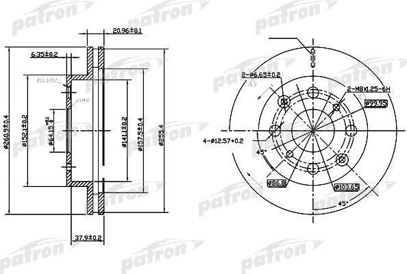 PATRON Диск тормозной передн HONDA: CIVIC III Hatchback 89-91, CIVIC IV 91-95, CIVIC IV Fastback 94-97, CIVIC IV Hatchback 91-95, CIVIC IV купе 94-96, CIVIC V 95-01, C (PBD3021)