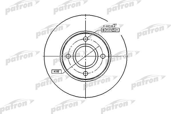 PATRON Диск тормозной передн FORD: FIESTA IV 95-02, FIESTA V 01-, FIESTA фургон 96-, FIESTA фургон 98-, FOCUS 98-04, FOCUS седан 99-04, FOCUS универсал 99-04, FUSION 0 (PBD4036)