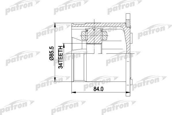 PATRON ШРУС внутр к-кт [B:34, D:85.5, L:84] WV: SHARAN 00-, FORD: GALAXY 00-, SEAT: ALHAMBRA 00- АКПП/ 5-ст РКПП (PCV5031)