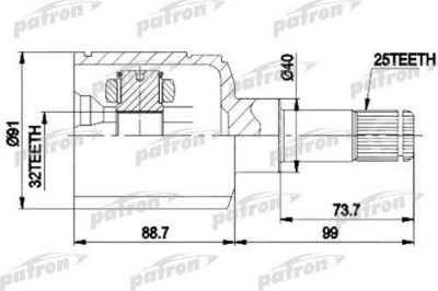PATRON ШРУС внутр к-кт CHRYSLER: CIRRUS 95-00, SEBRING 95-04, DODGE STRATUS 95-00, PLYMOUTH: BREEZE 96-00 (PCV9538)