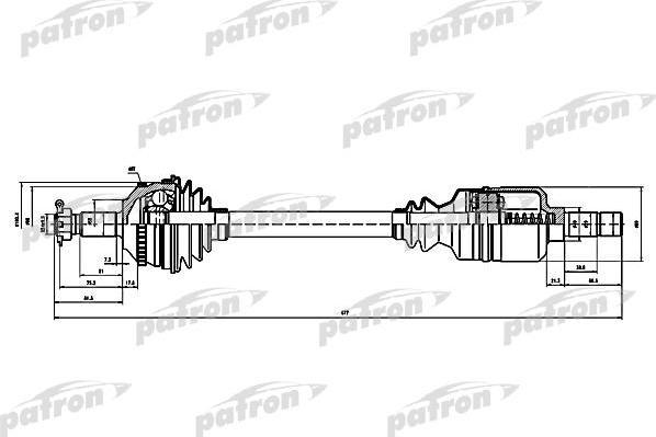 PATRON Полуось лев CITROEN: DISPATCH 1.9 TD 94-, DISPATCH Van 1.9 TD 94-, EVASION 1.9 TD/2.0 Turbo C.T./2.1 TD 94-02, JUMPY 1.9 TD 94-, JUMPY фургон 1.9 TD 94-, (PDS0144)