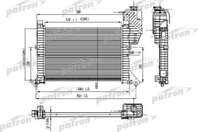 PATRON Радиатор системы охлаждения паяный MERCEDES-BENZ: SPRINTER 2.3D, 95-99 (PRS3464)