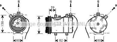 Prasco AIK009 компрессор, кондиционер на AUDI 80 (8C, B4)