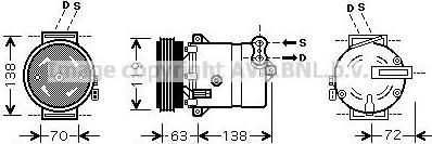 Prasco FTK334 компрессор, кондиционер на FIAT BRAVA (182)