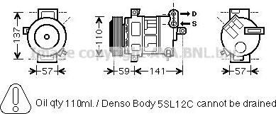 Prasco FTK447 компрессор, кондиционер на FIAT PUNTO EVO (199)