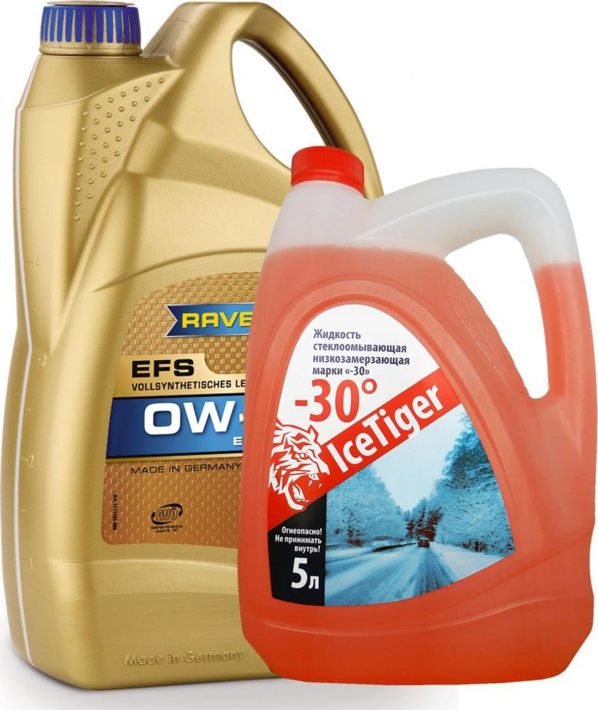 RAVENOL 2200000065155 Набор EFS EcoFullSynth SAE 0W-20 ( 4л) new+ Ice Tiger -30 (5л)