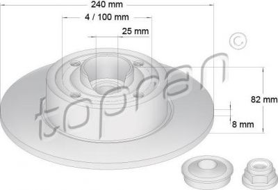 Topran 700 650 тормозной диск на RENAULT CLIO III (BR0/1, CR0/1)