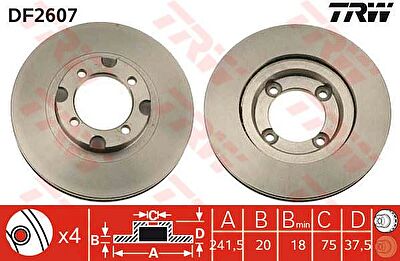 TRW DF2607 Диск торм пер вент MAZDA 626 1.8 -92(561565J) (561565J)