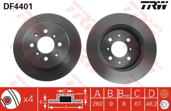 TRW DF4401 Диск торм зад CIVIC VI 01-05 (42510S5HT00)