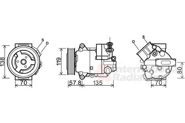 Van Wezel 3700K497 компрессор, кондиционер на OPEL INSIGNIA