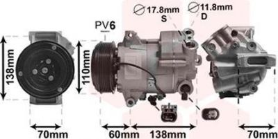 Van Wezel 3700K607 компрессор, кондиционер на OPEL ZAFIRA TOURER C (P12)