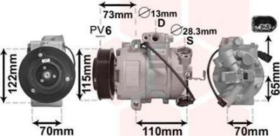 Van Wezel 7600K018 компрессор, кондиционер на SKODA FABIA