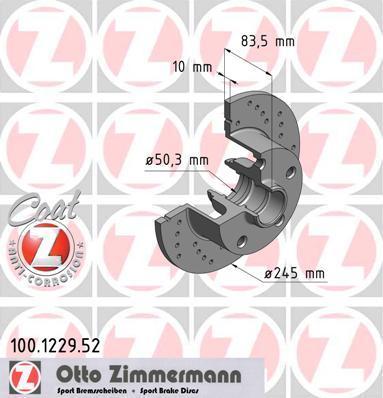 Zimmermann 100.1229.52 тормозной диск на AUDI A4 Avant (8D5, B5)