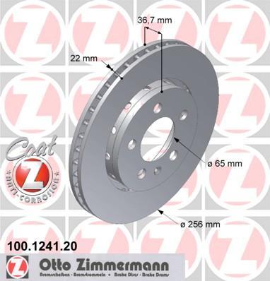 Zimmermann 100.1241.20 тормозной диск на VW GOLF IV (1J1)