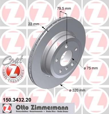 ZIMMERMANN ДИСК ТОРМ X 3 ( ) 2 5I, 3 0I, 3 0D, 2 0D ЗАДН ВЕНТИЛ (150 3432 20)