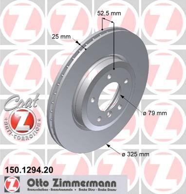 ZIMMERMANN ДИСК ТОРМ BS ПЕР. (150.1294.00) (150129420)